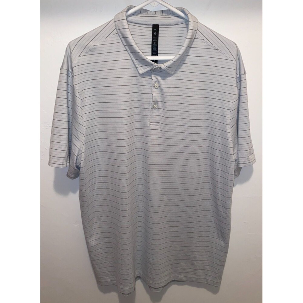 Lululemon Evolution Short Sleeve Polo Gray Stripe Men’s XXL Golf Sport
